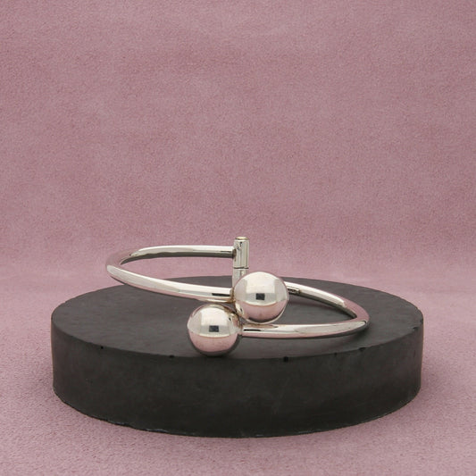 mexico sterling silver vintage bead end adjustable bracelet size 6.75in