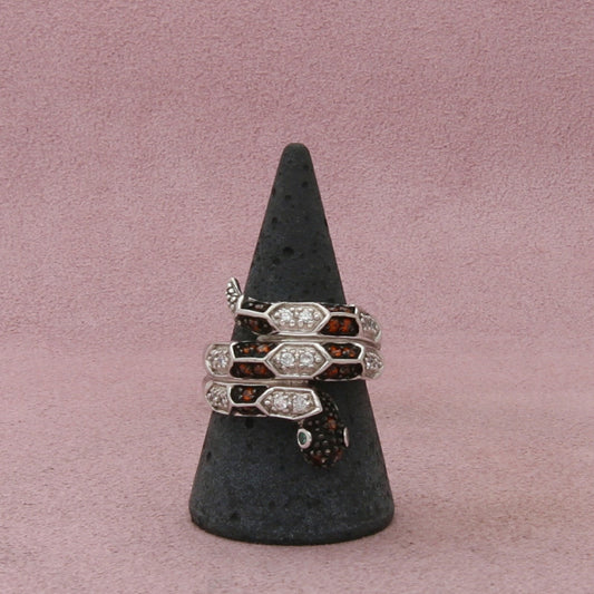 sterling silver citrine & cz coiled snake ring size 10