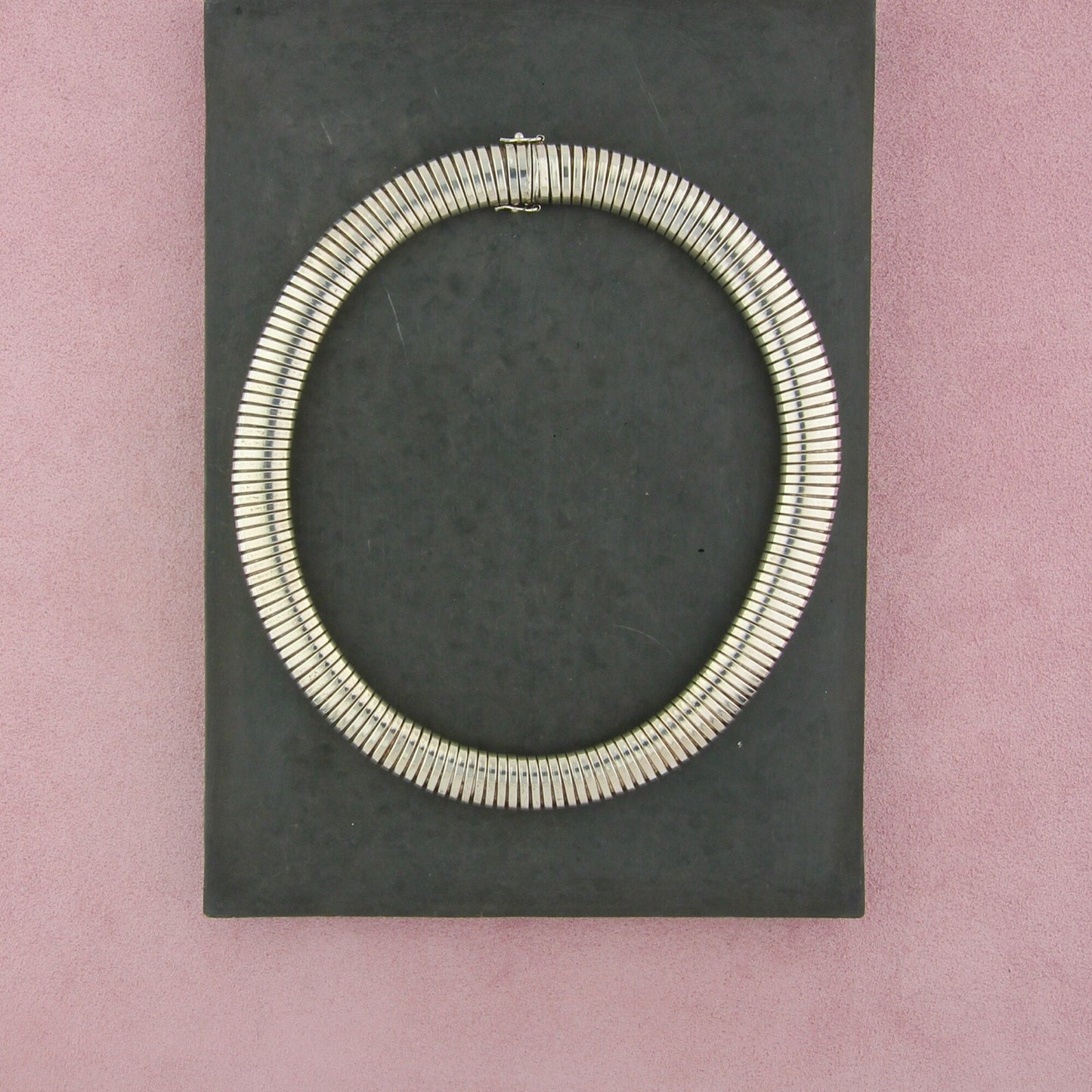 sterling silver vintage hand crafted tubogas necklace size 15.5in