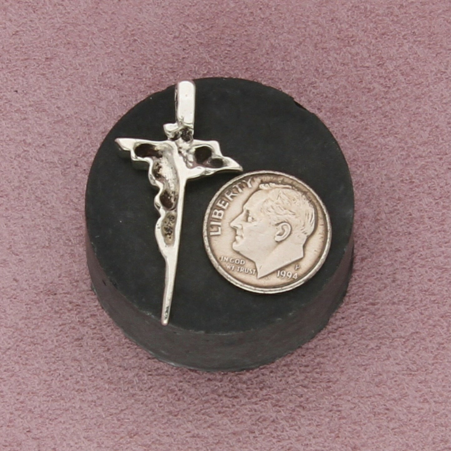 sterling silver vintage pebbled cross pendant