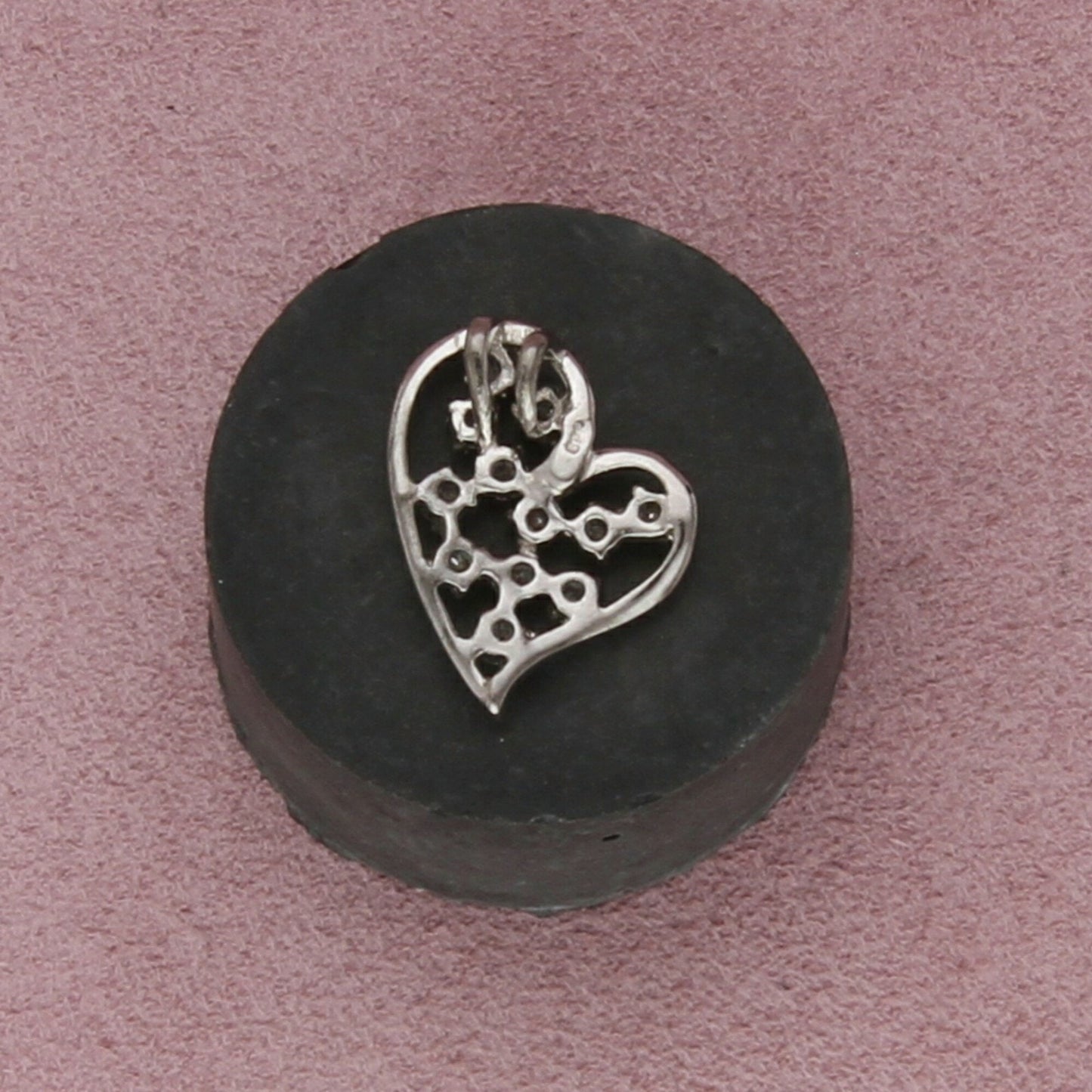 sterling silver round-cut cz cluster heart pendant