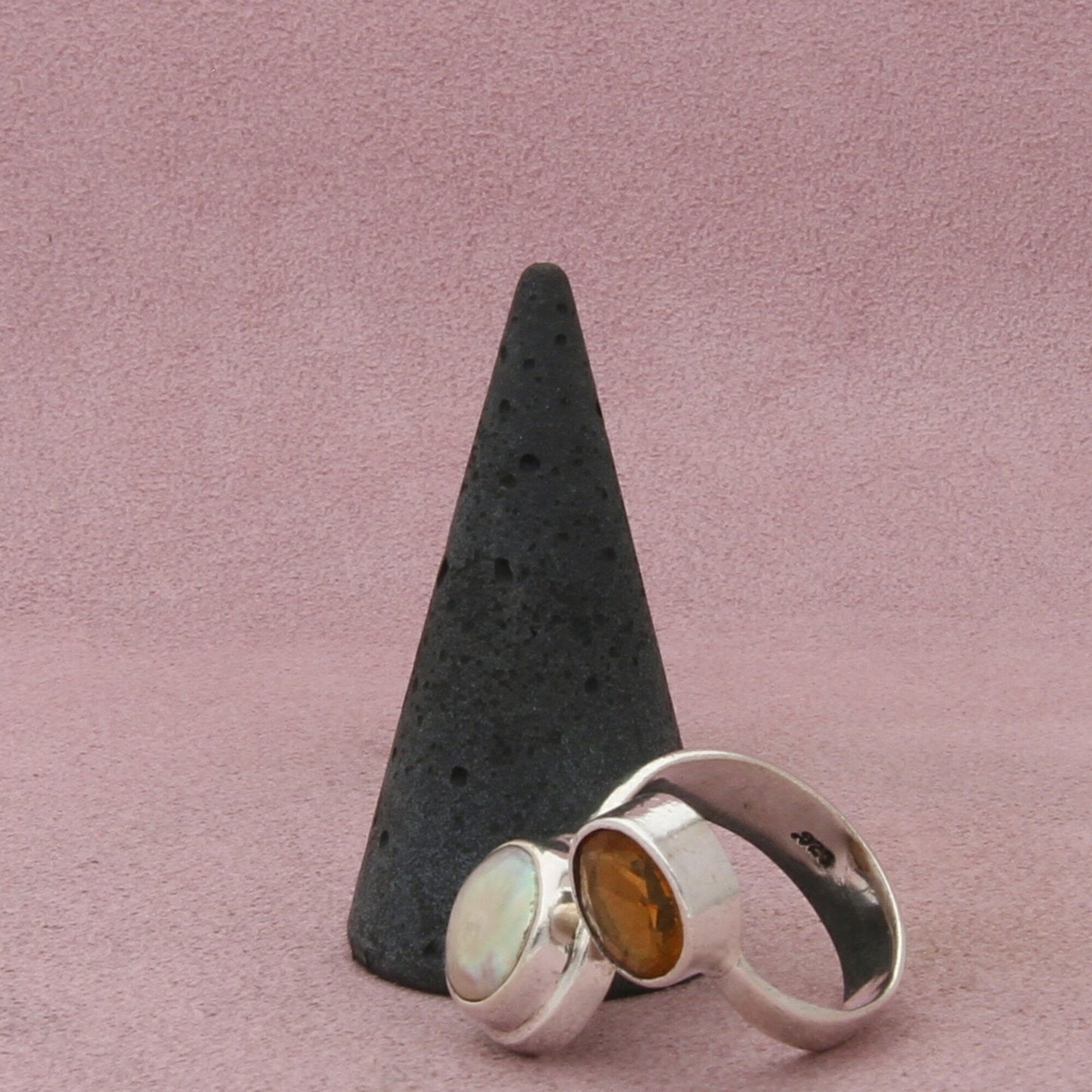 sterling silver pearl & oval-cut citrine bypass ring size 10.5