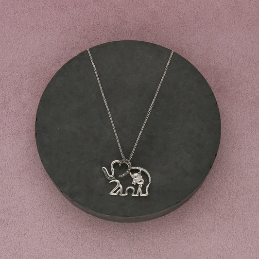 sterling silver diamond accent elephant necklace size 18in