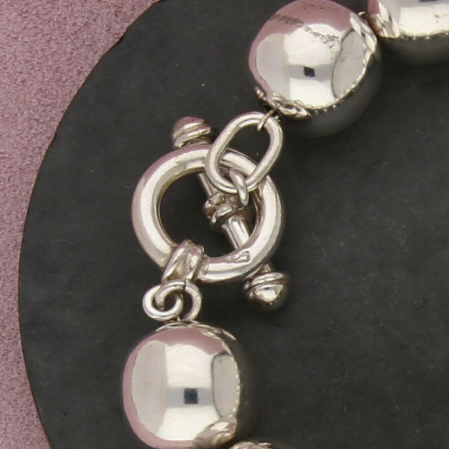 sterling silver chunky bead toggle bracelet size 7in