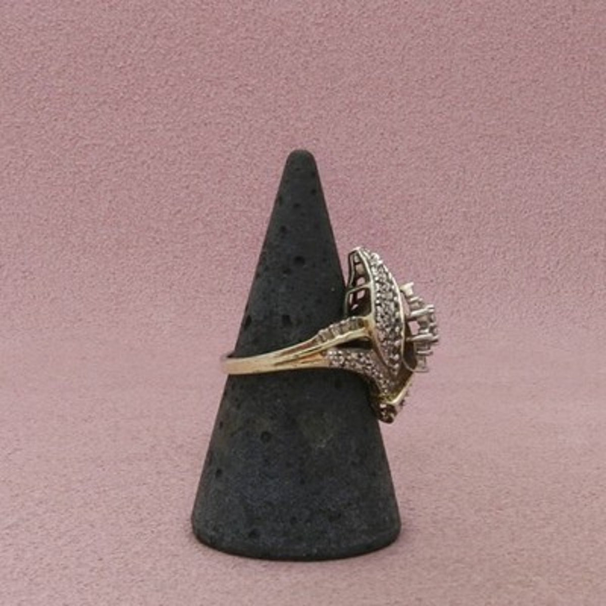 Kay Jewelers Sterling Silver Gold Plate Diamond Bypass Cluster Ring Size 6.75