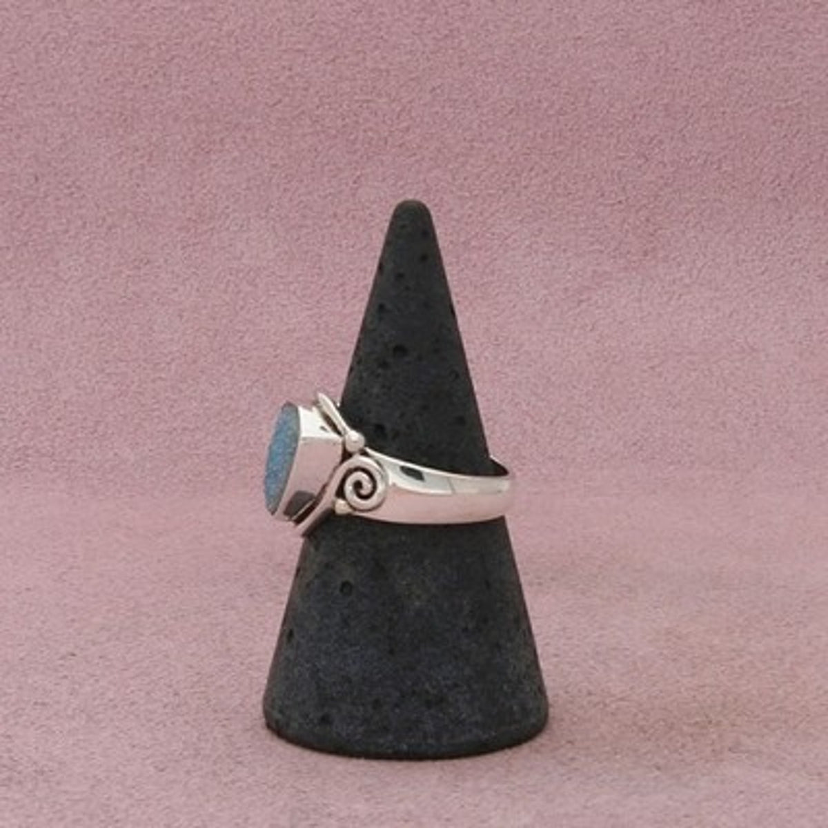 Sajen Sterling Silver Blue Druzy Swirl Ring Size 7