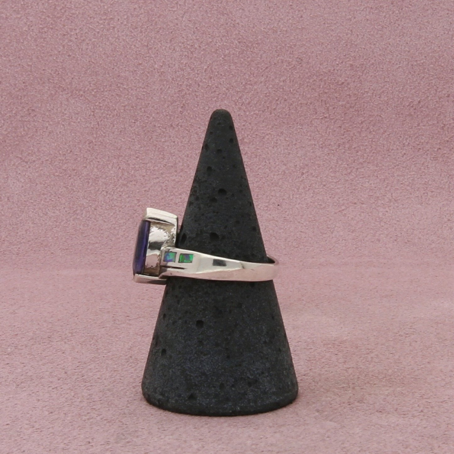 sterling silver opal & marquise-cut cz ring size 6.5