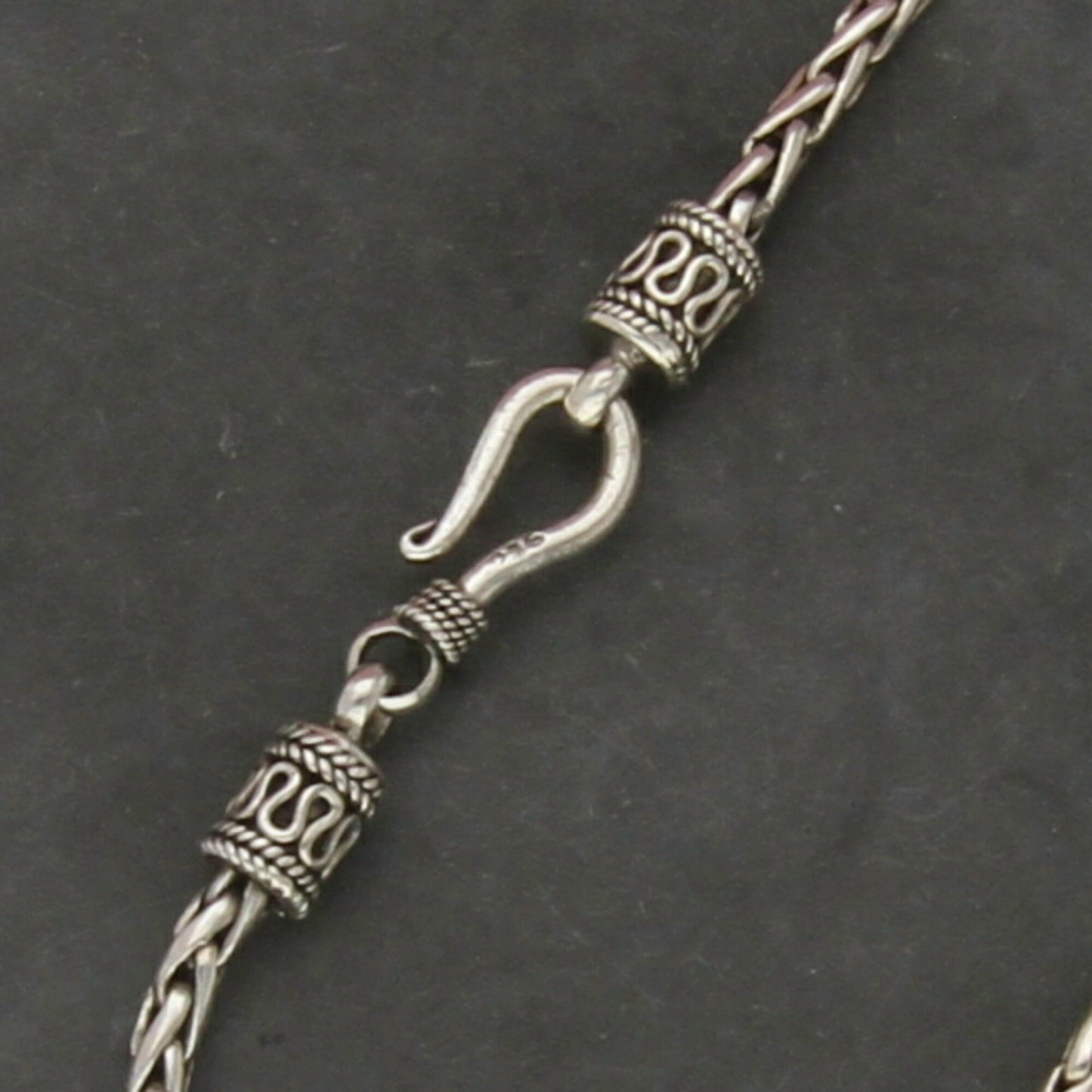 sterling silver bali 3mm foxtail chain bracelet size 8in