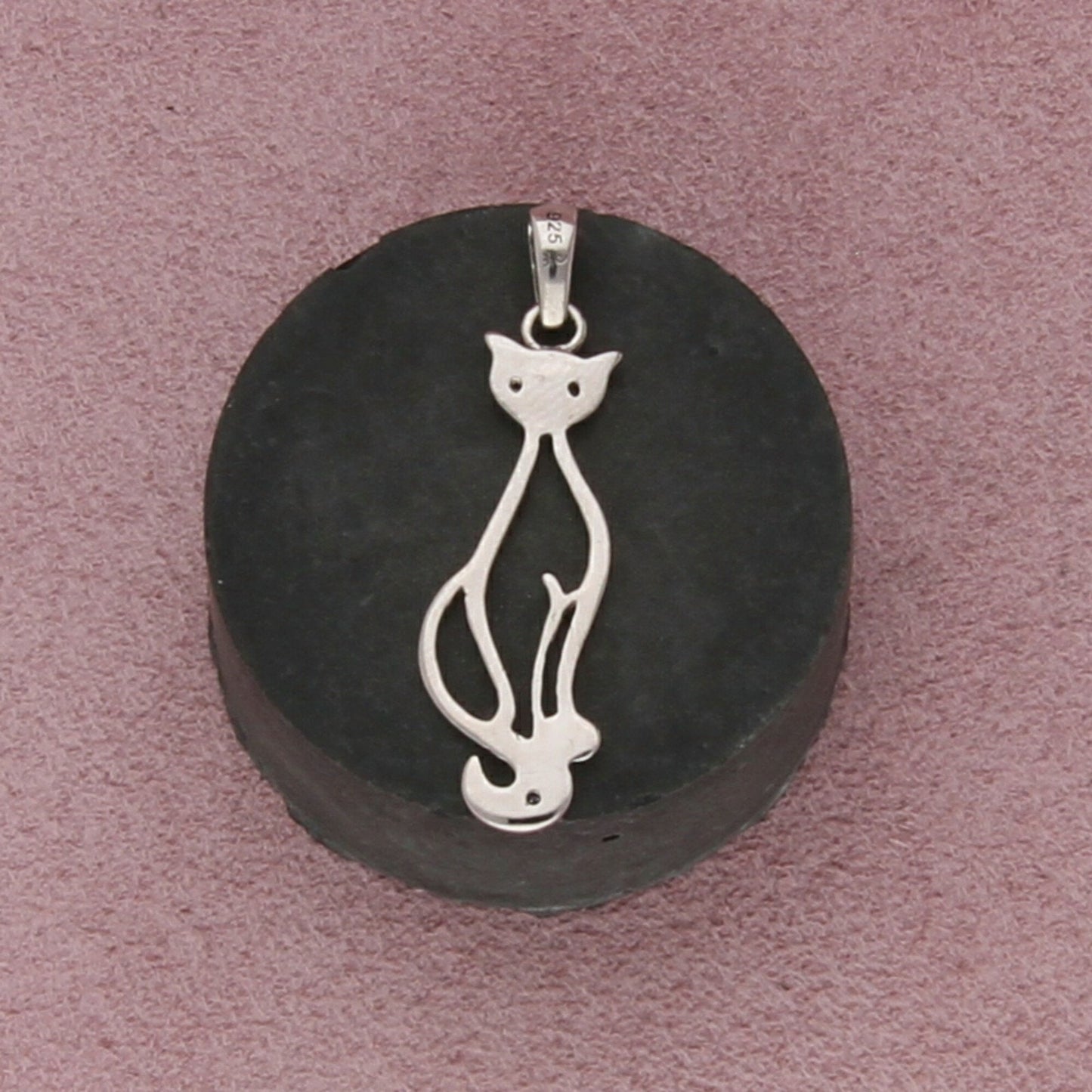 sterling silver dainty cat pendant