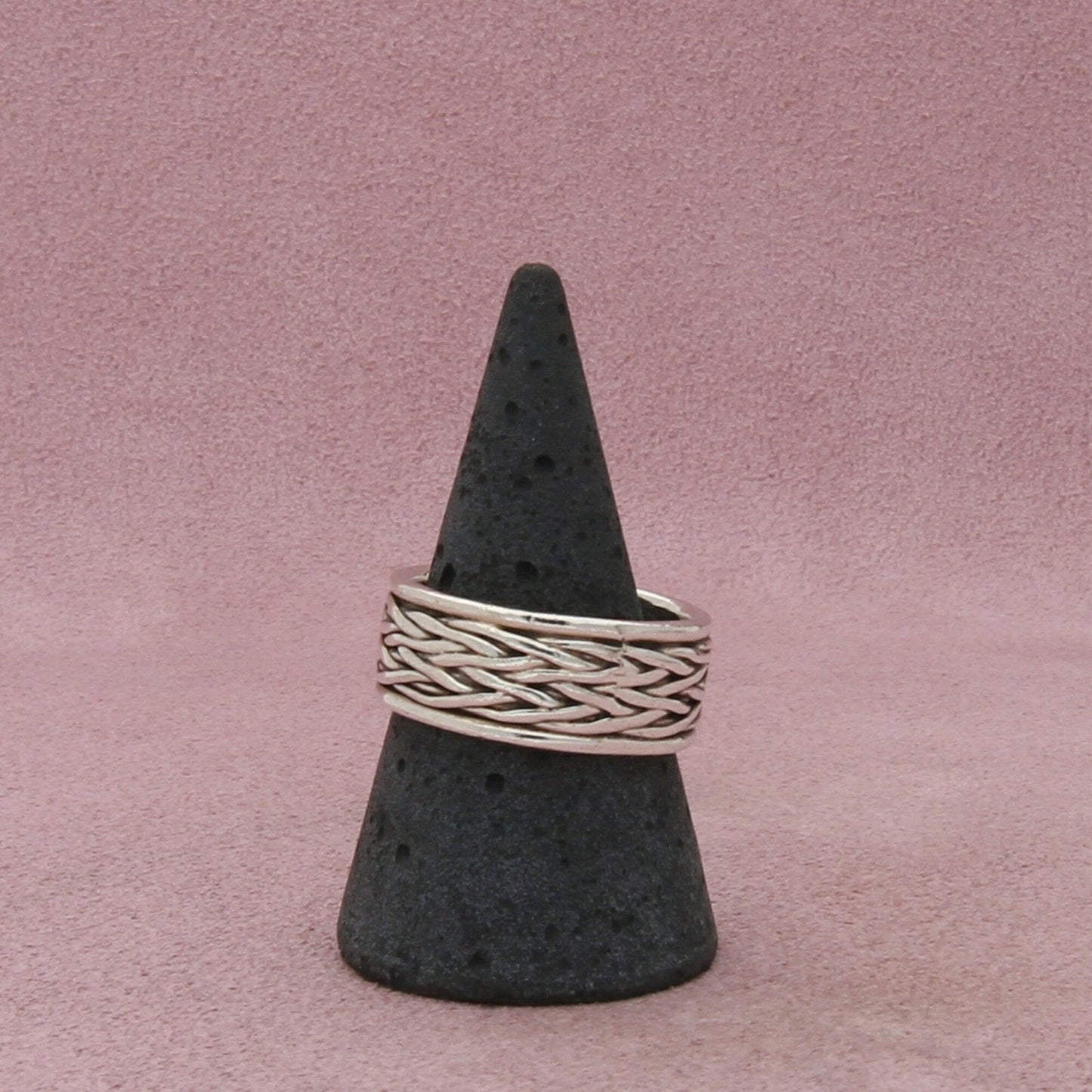sterling silver mens 9mm woven band ring size 10