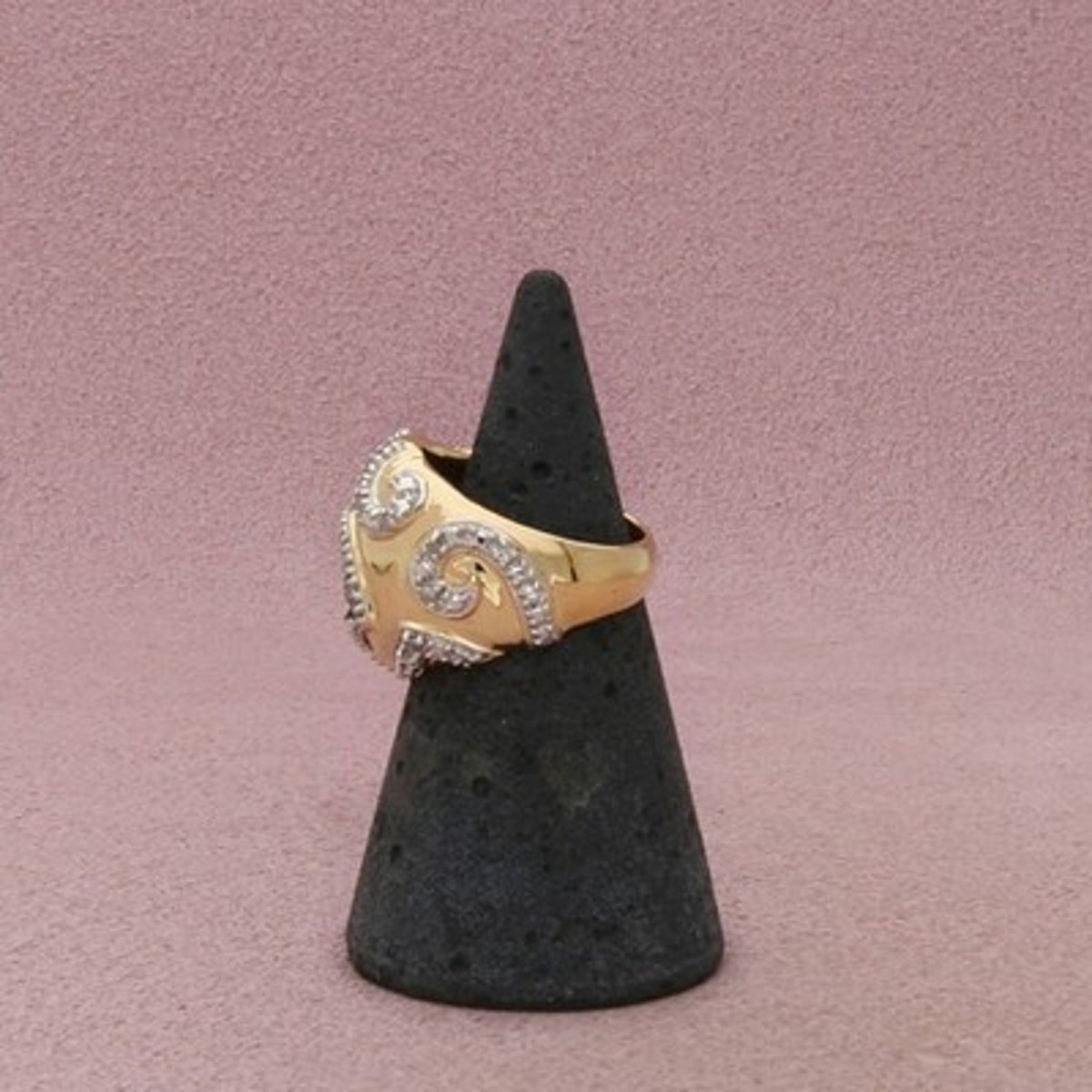 Ross Simons Sterling Silver Gold Plate Diamond Scroll Wide Ring Size 4.75