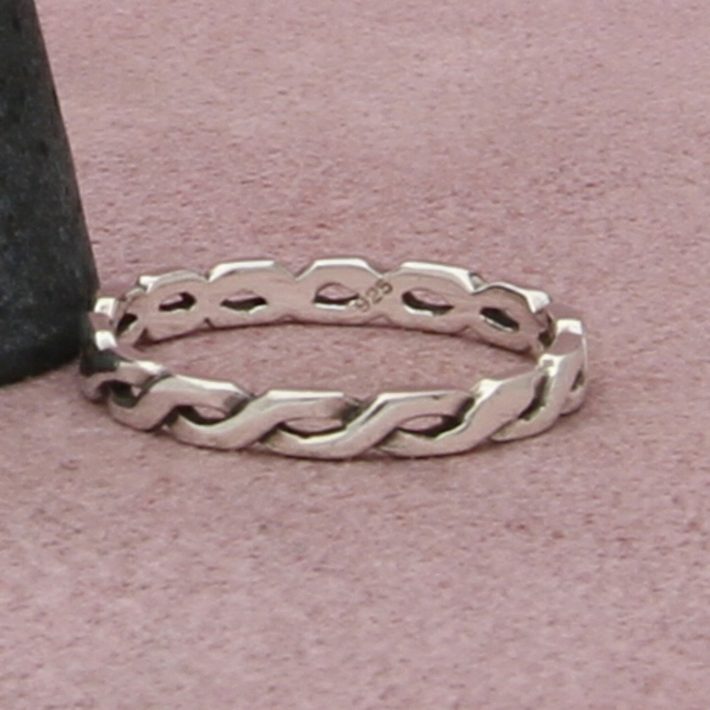 sterling silver 3mm braided stack band ring size 9