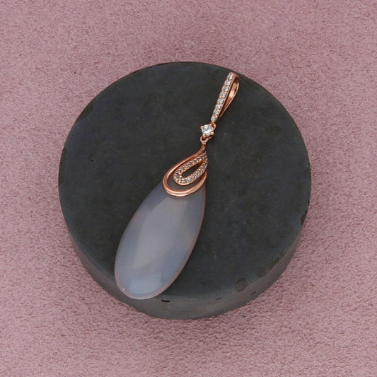 stauer sterling silver rose gold plate cz & quartz pendant