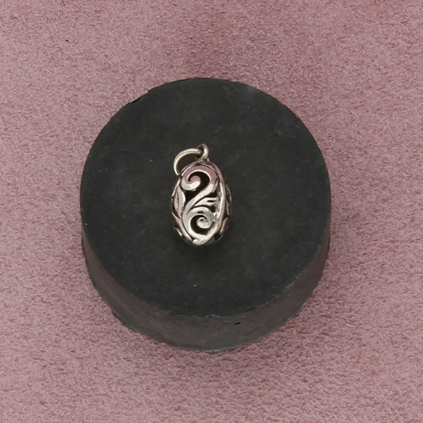 sterling silver scroll egg charm pendant
