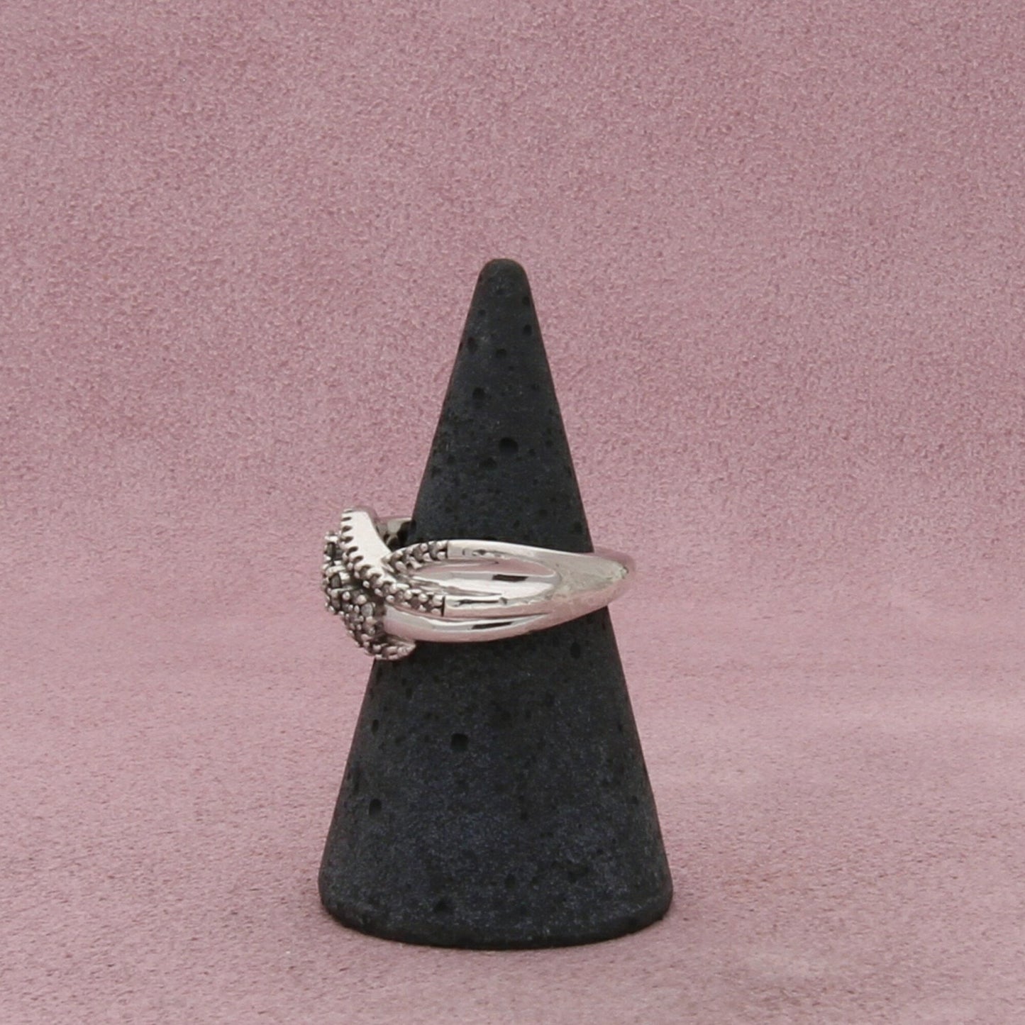 zales sterling silver diamond crossover ring size 6.5