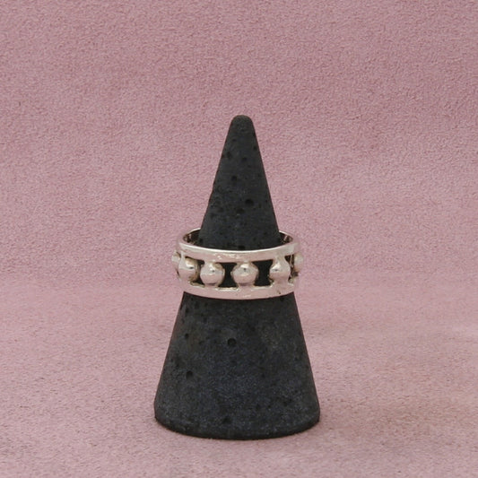 sterling silver vintage beaded band ring size 6.5