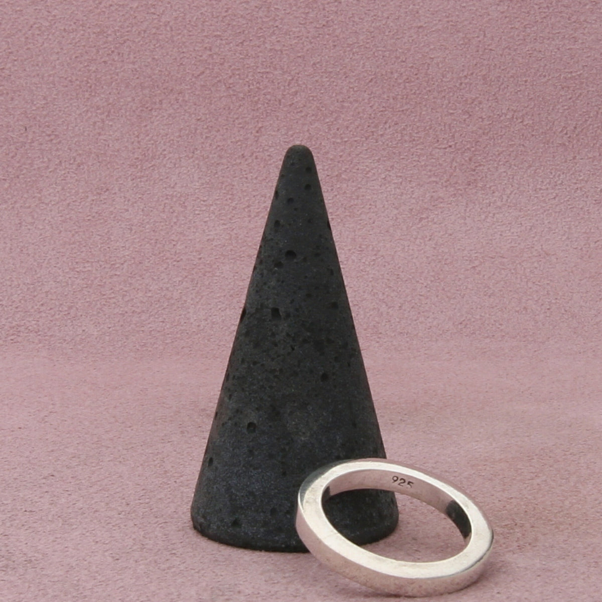 sterling silver 3mm edged stack band ring size 7.75
