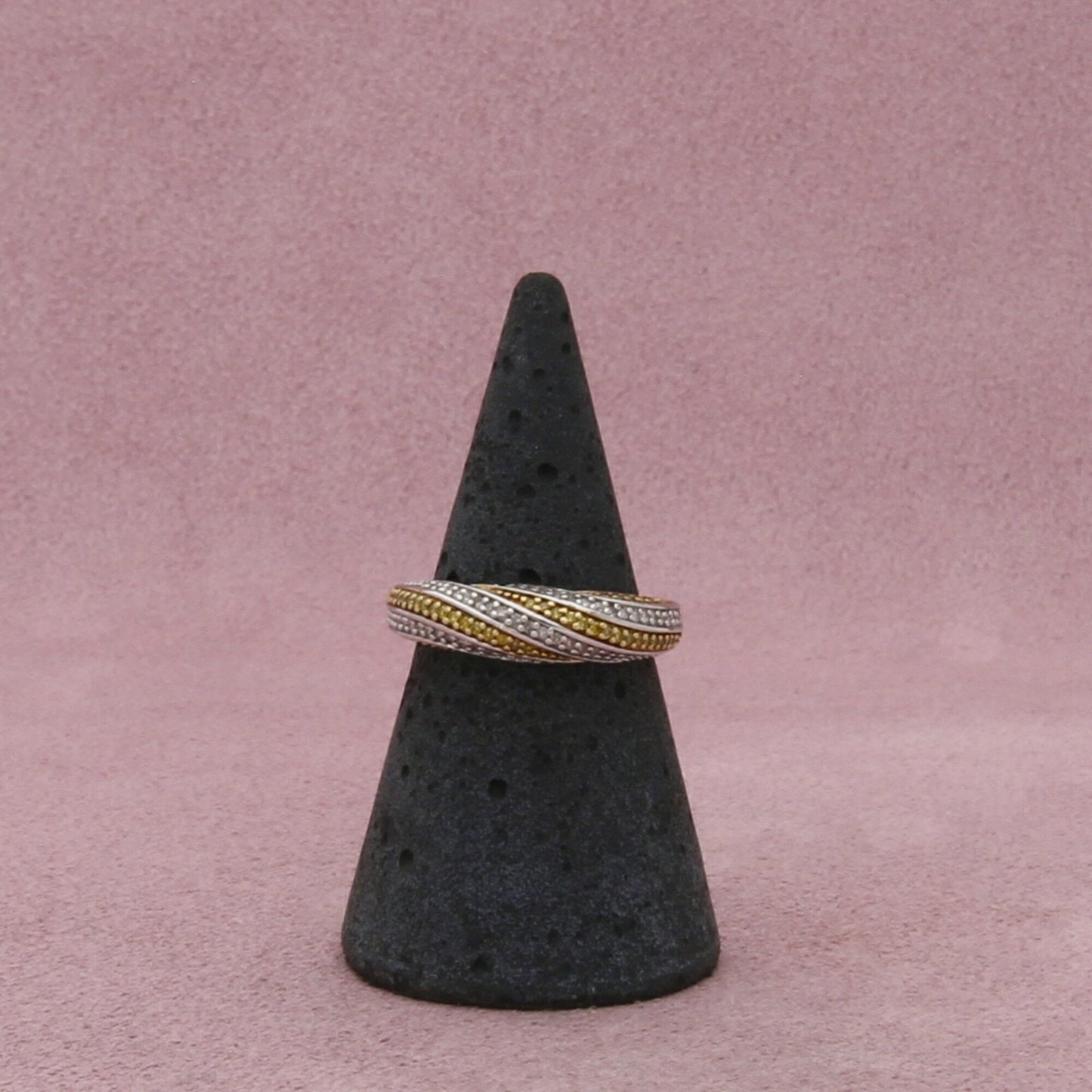 affinity sterling silver yellow & white diamond band ring size 5.75