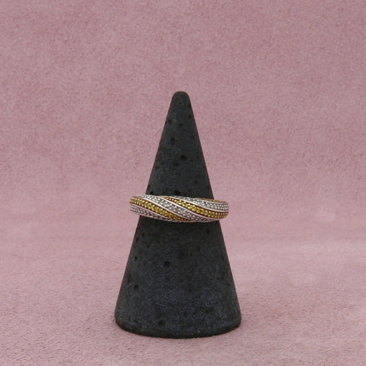affinity sterling silver yellow & white diamond band ring size 5.75