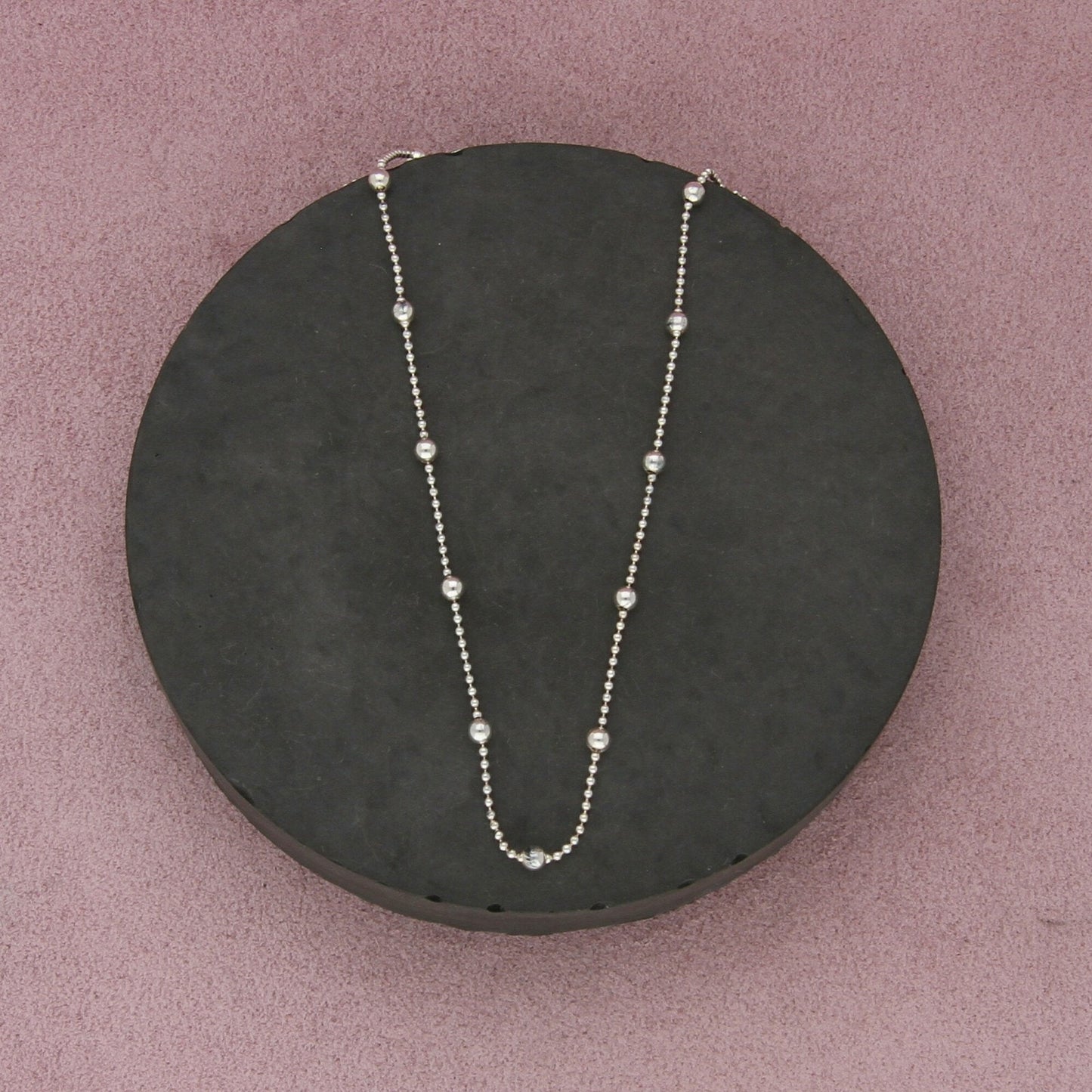 sterling silver italy saturn bead chain necklace size 17in