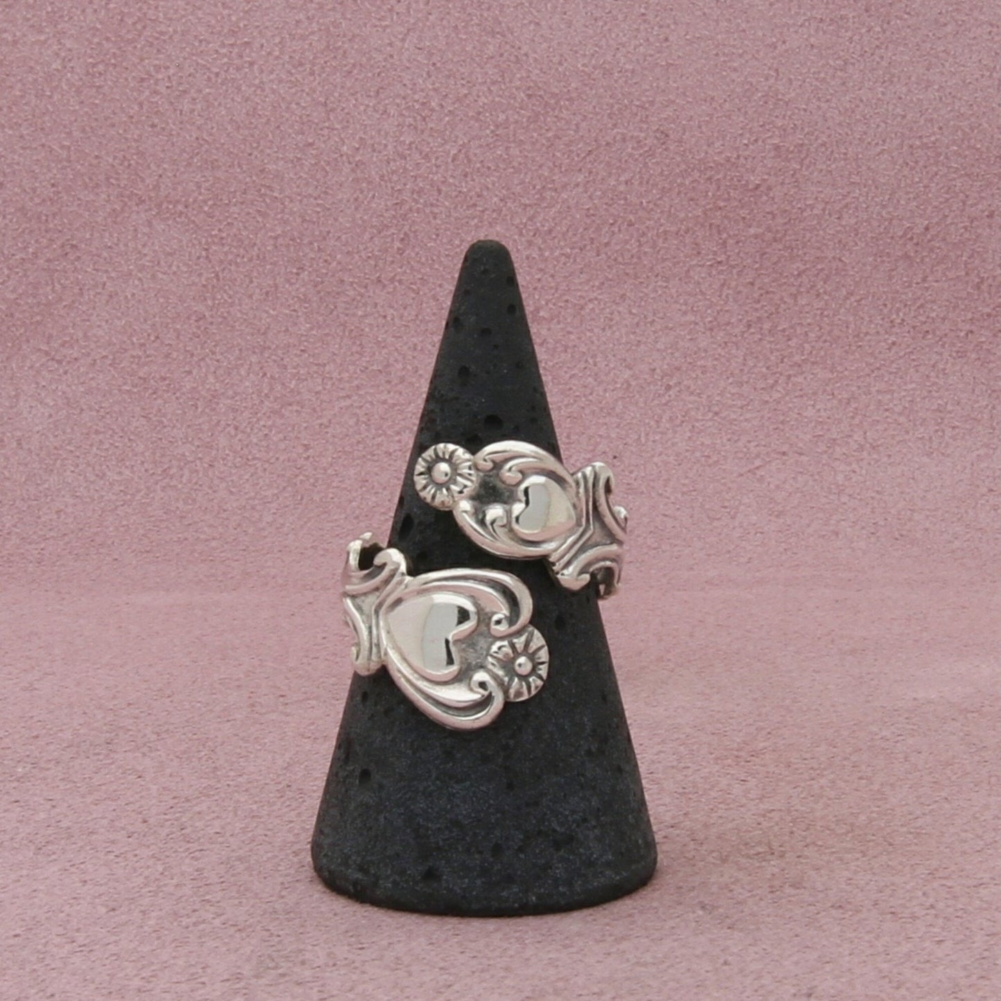avon sterling silver vintage heart bypass spoon ring size 8