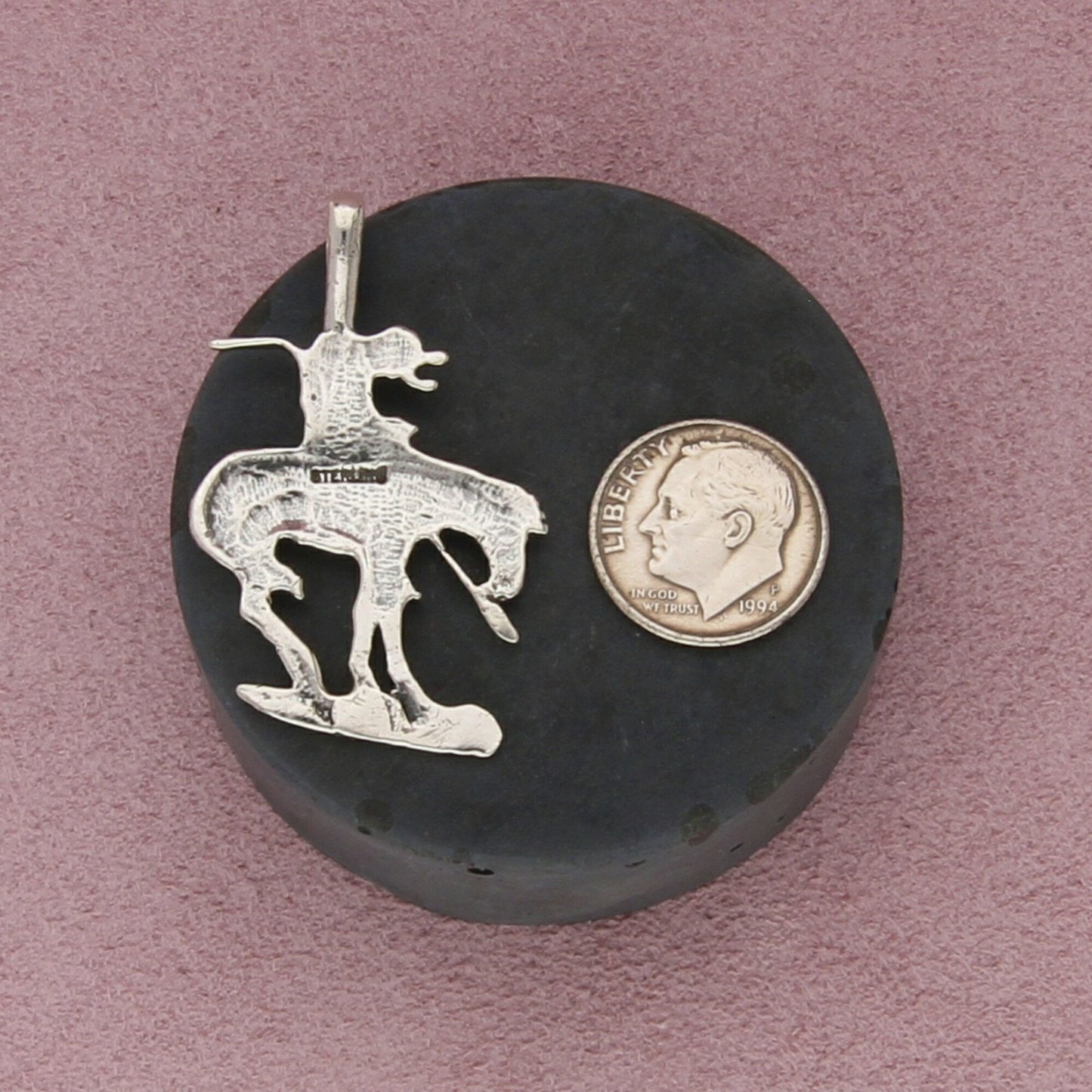 sterling silver vintage southwestern trailblazer cowboy pendant