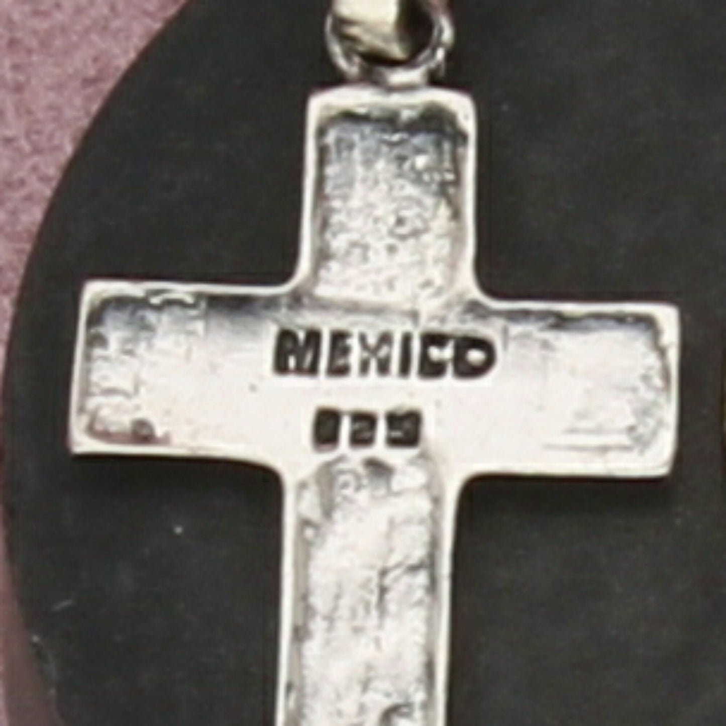 mexico sterling silver vintage pebbled cross pendant