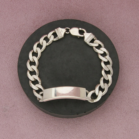 sterling silver mens vintage cuban chain id bracelet size 9.25in