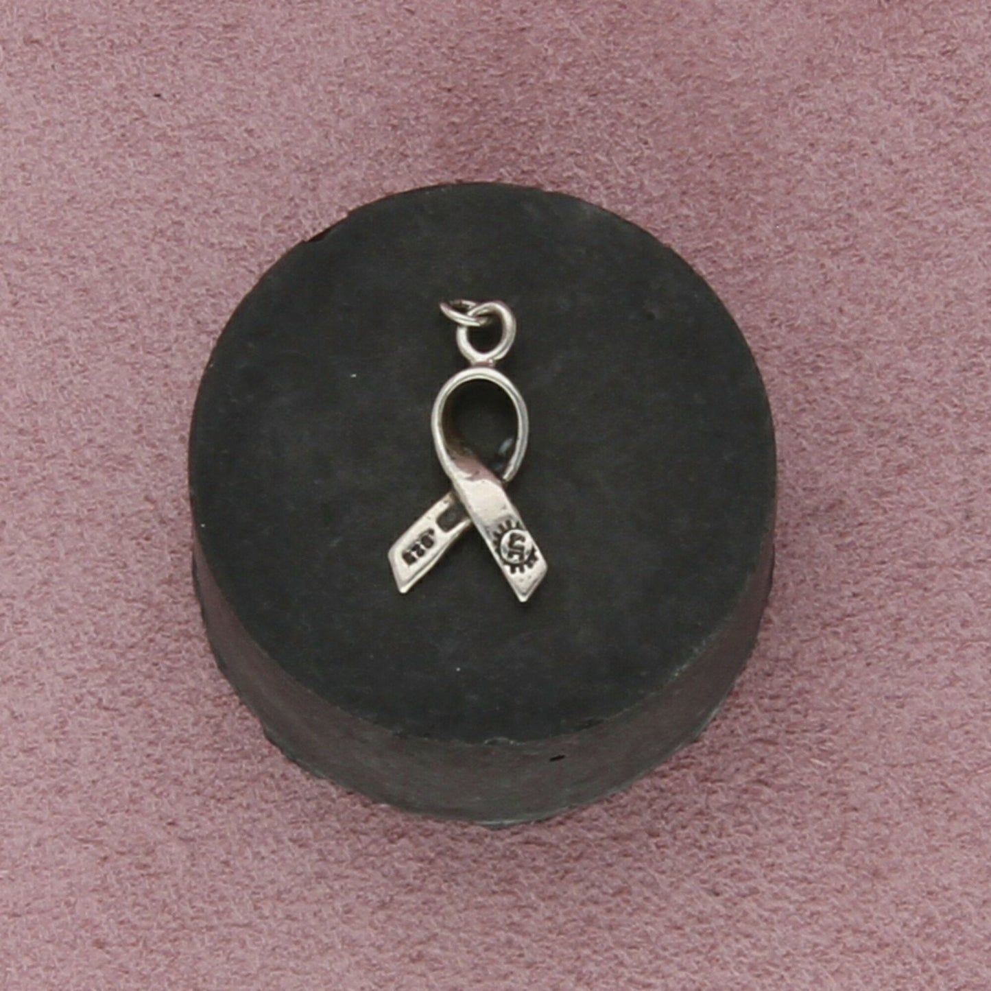 sterling silver vintage awareness ribbon charm pendant