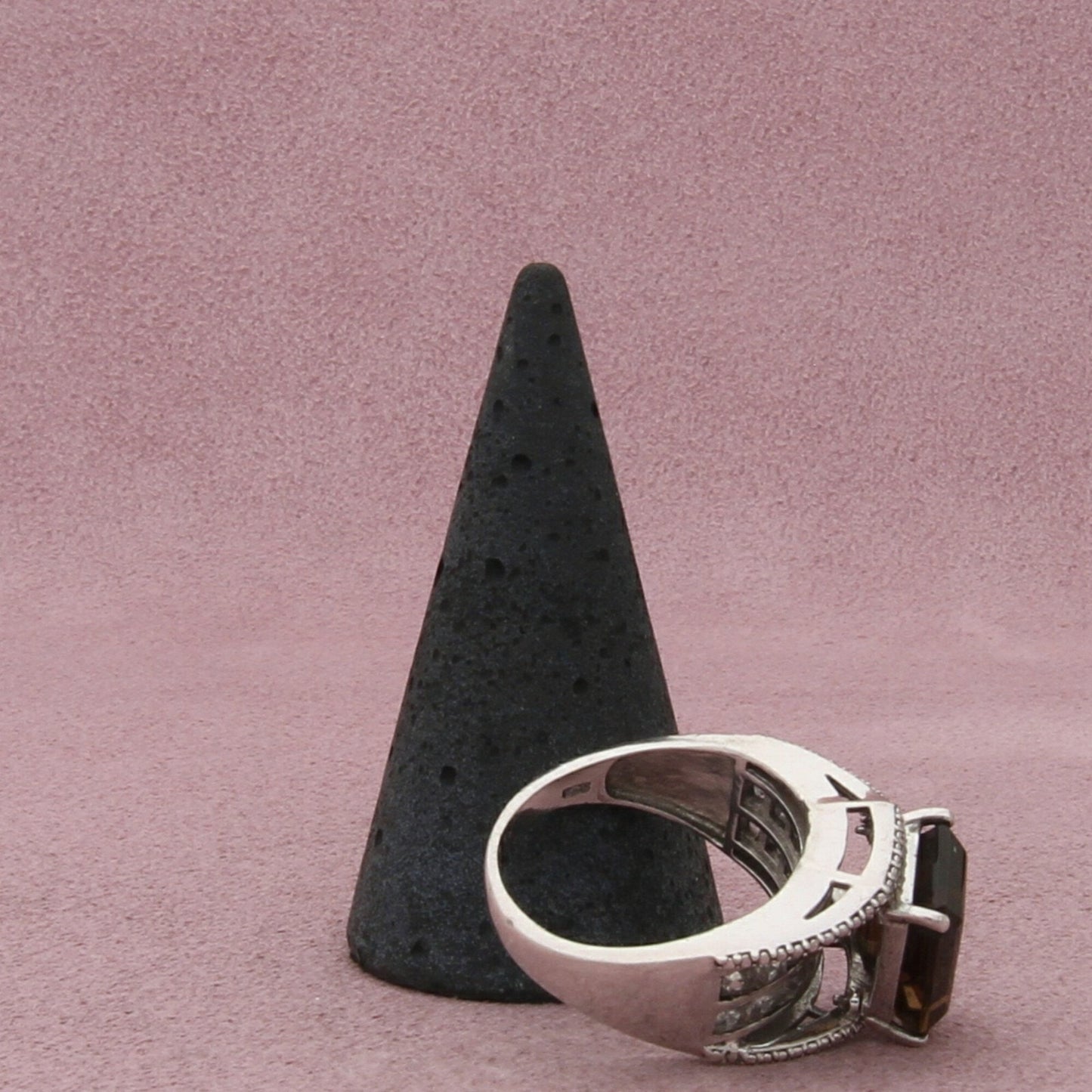 sterling silver emerald-cut smoky quartz & white topaz ring size 9