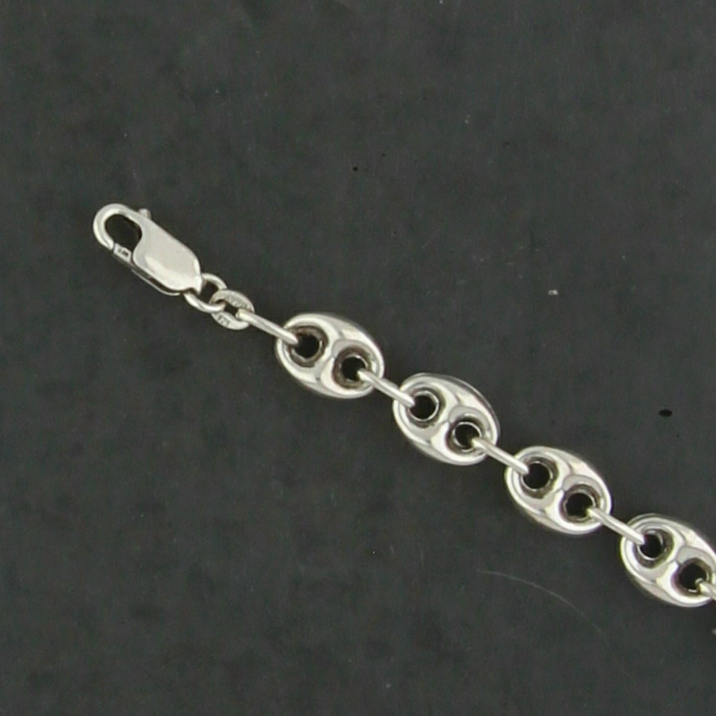 sterling silver vintage italian puffy mariner link chain necklace size 16.5in