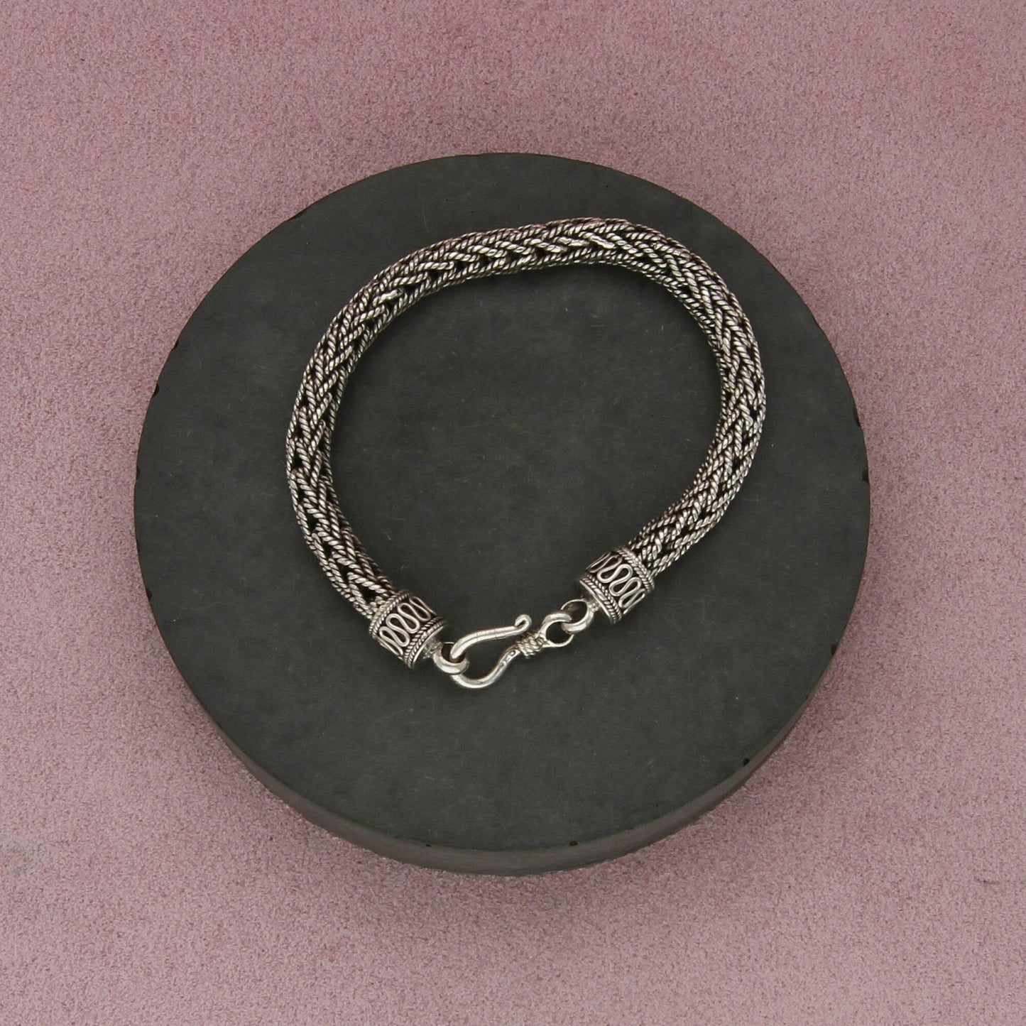 sterling silver vintage bali 6mm twisted wheat chain bracelet size 6.5in