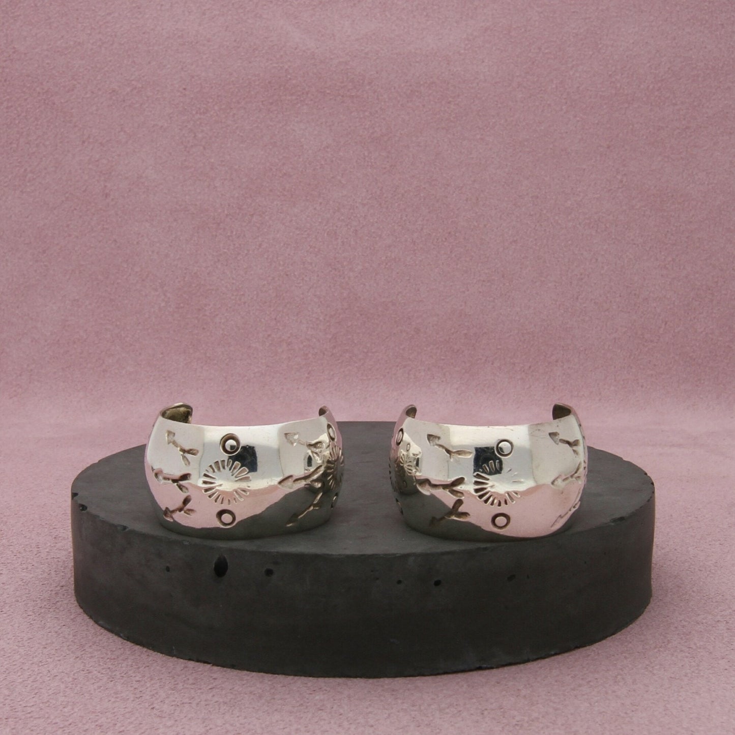 mexico sterling silver vintage stamped hoop post earrings