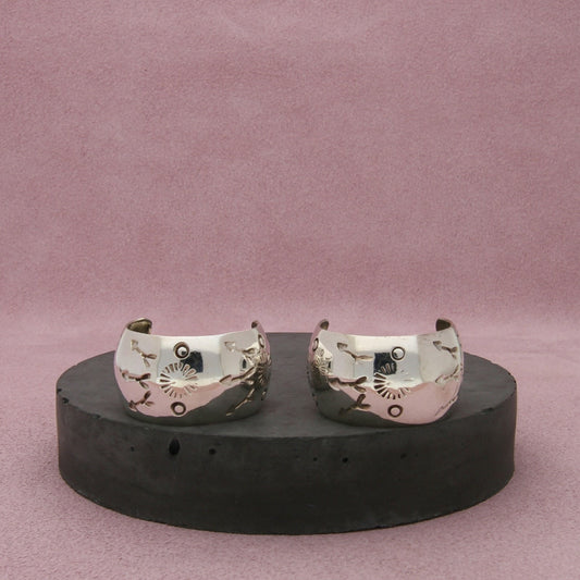 mexico sterling silver vintage stamped hoop post earrings