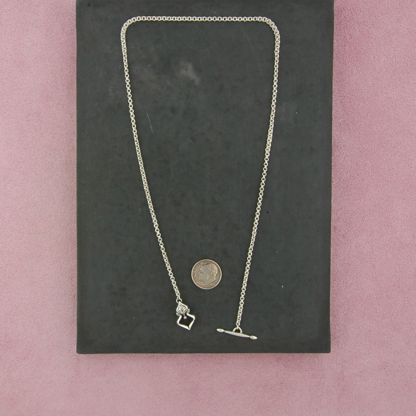 ann king sterling silver & 18k gold double cable toggle necklace size 18in