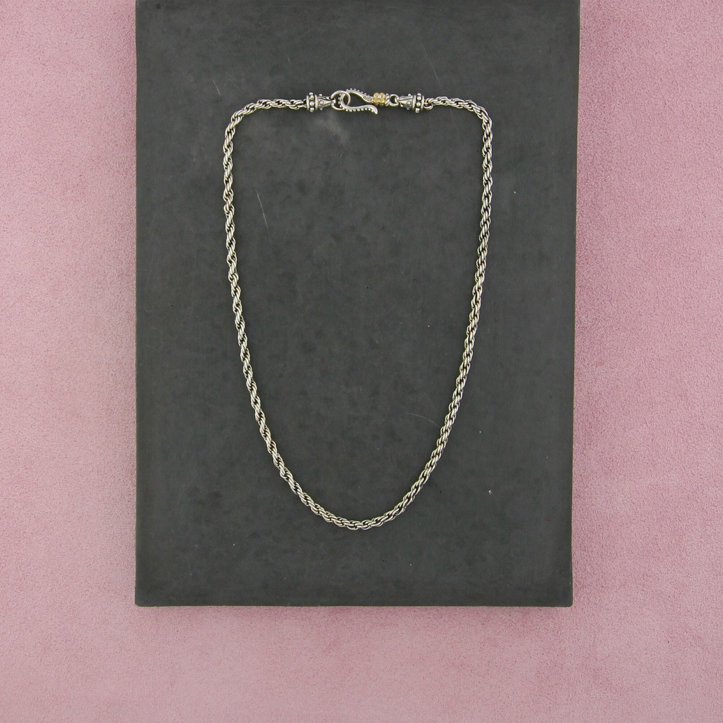 barbara bixby sterling silver & 18k gold rope chain necklace size 16in