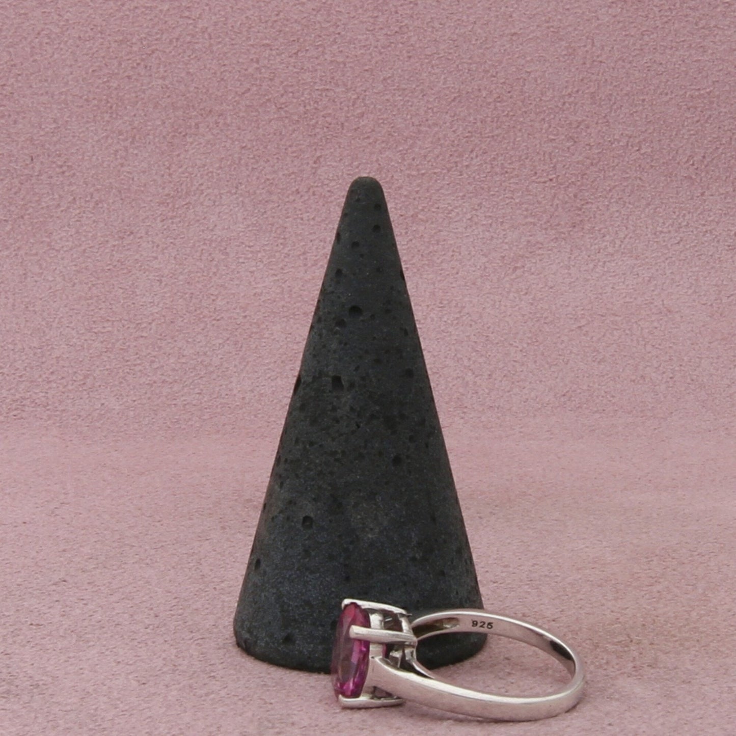 sterling silver oval-cut pink topaz solitaire ring size 6