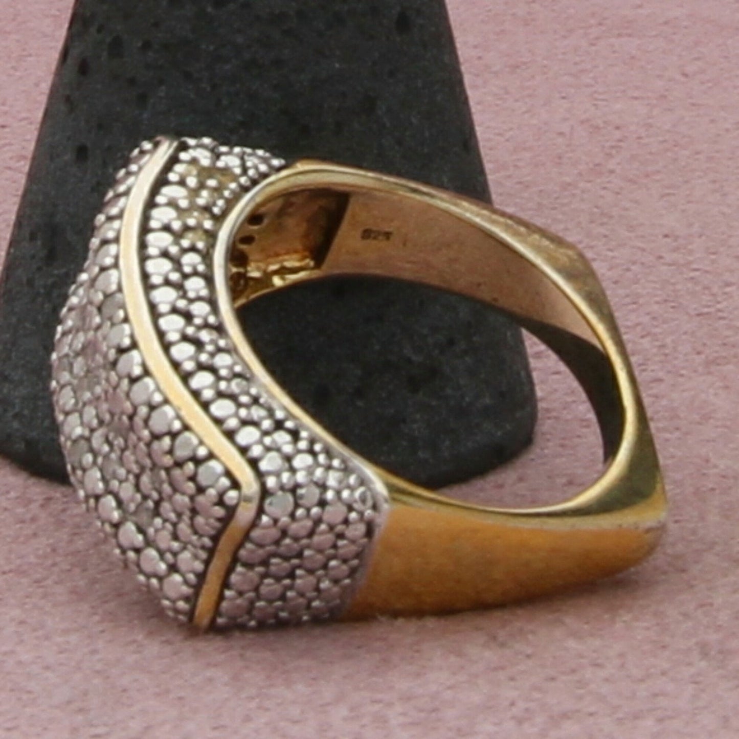 sterling silver two-tone diamond accent ring size 8.75
