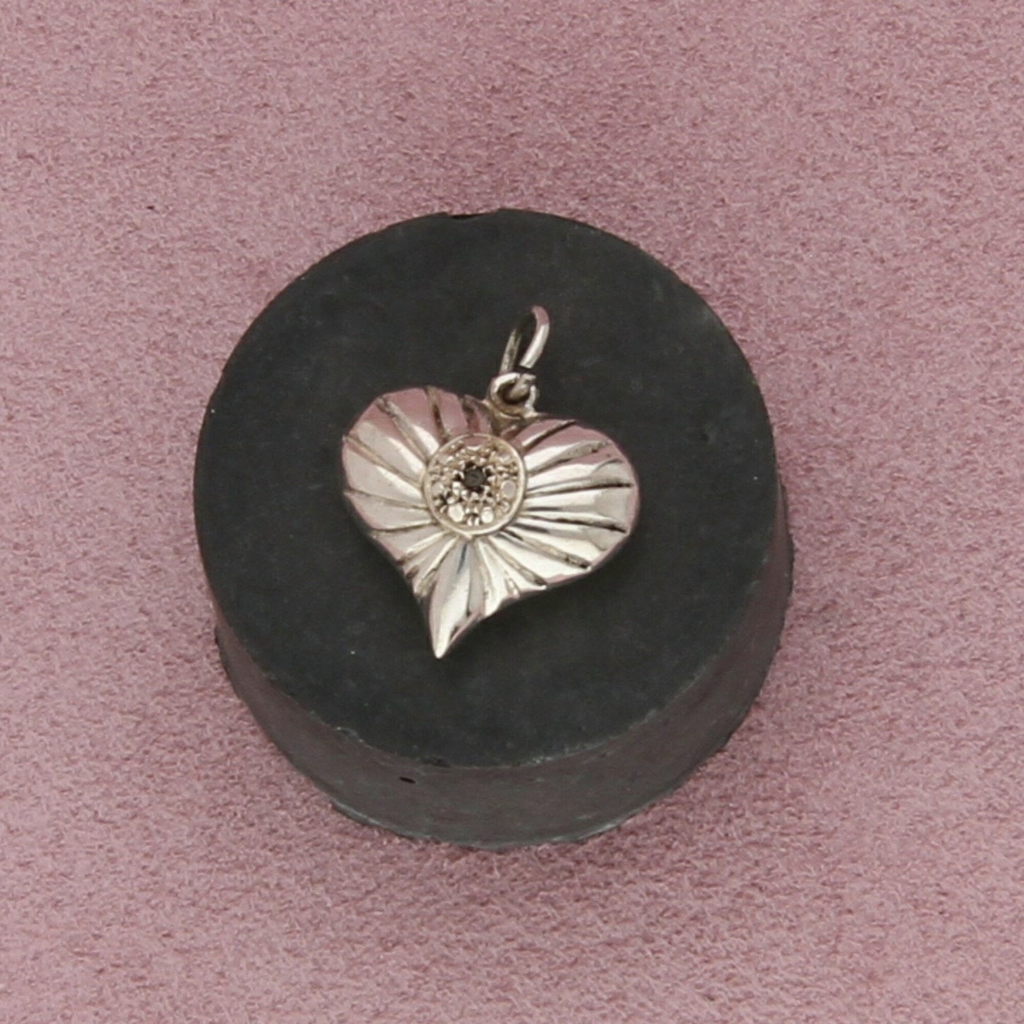 sterling silver diamond accent puffy heart pendant