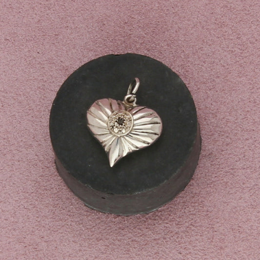 sterling silver diamond accent puffy heart pendant