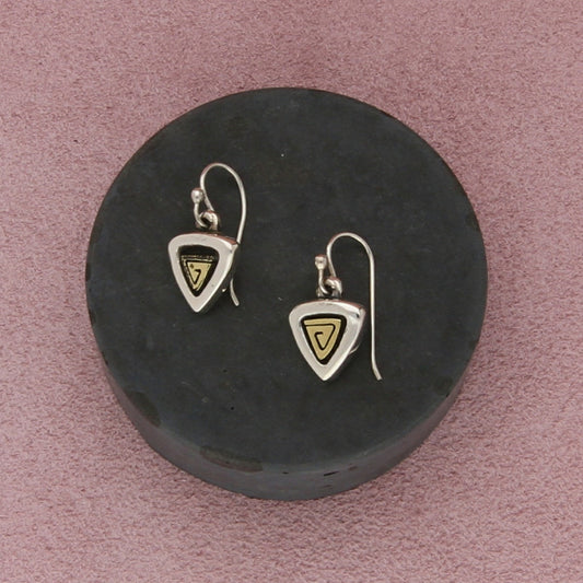 far fetched sterling silver brass accent triangle dangle earrings