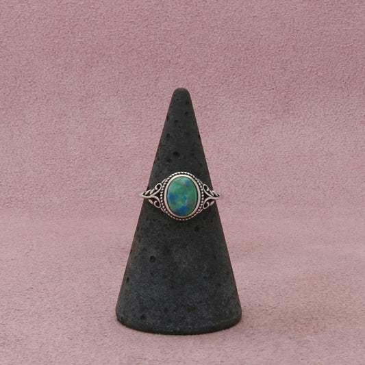 sterling silver dainty braided turquoise ring size 5