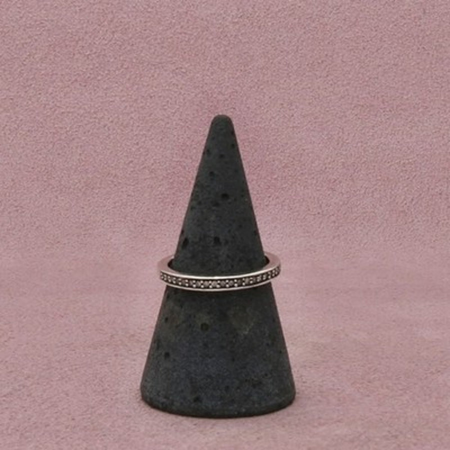 Sterling Silver Diamond Stack Single Row Band Ring Size 6.75