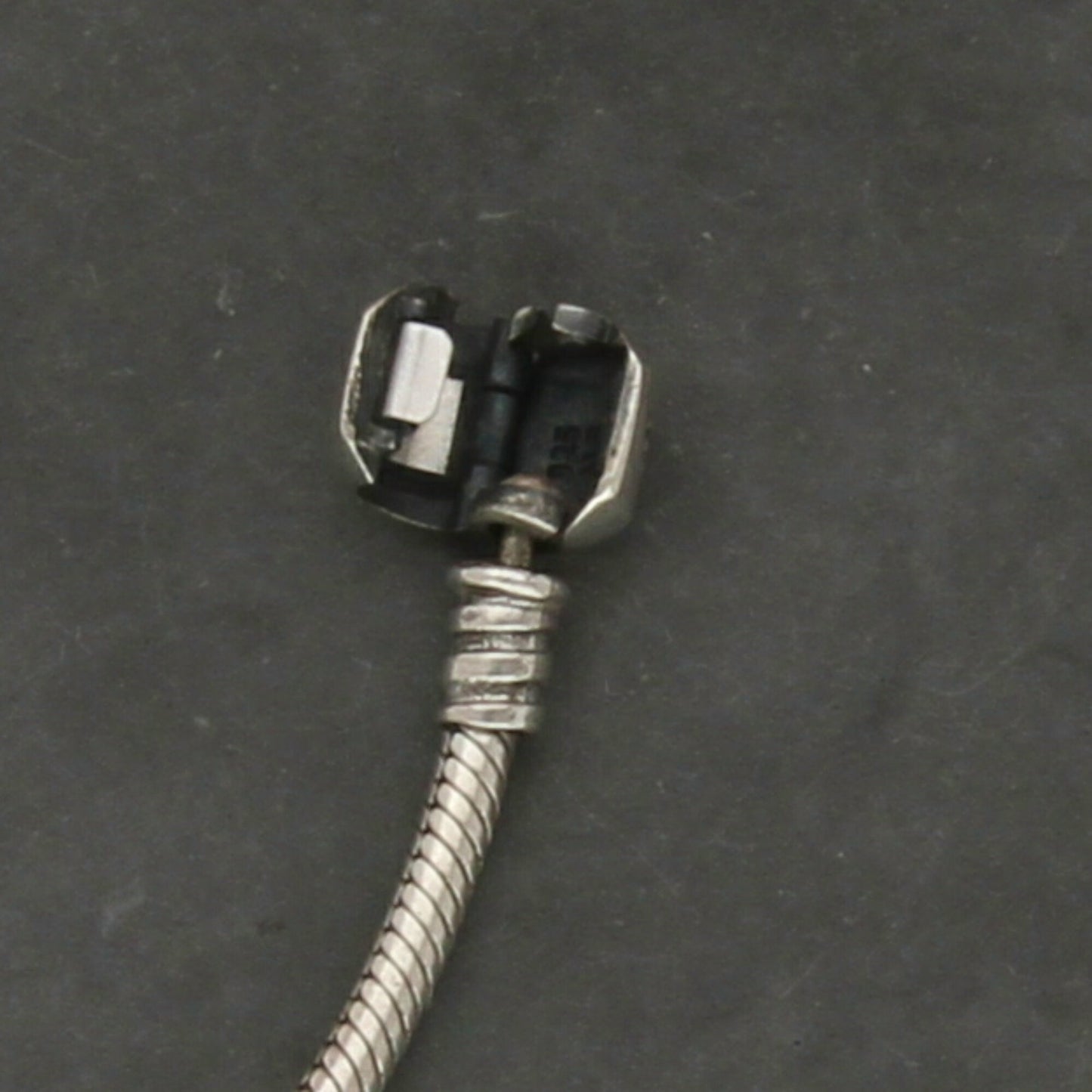 pandora sterling silver barrel clasp snake chain charm bracelet size 8in