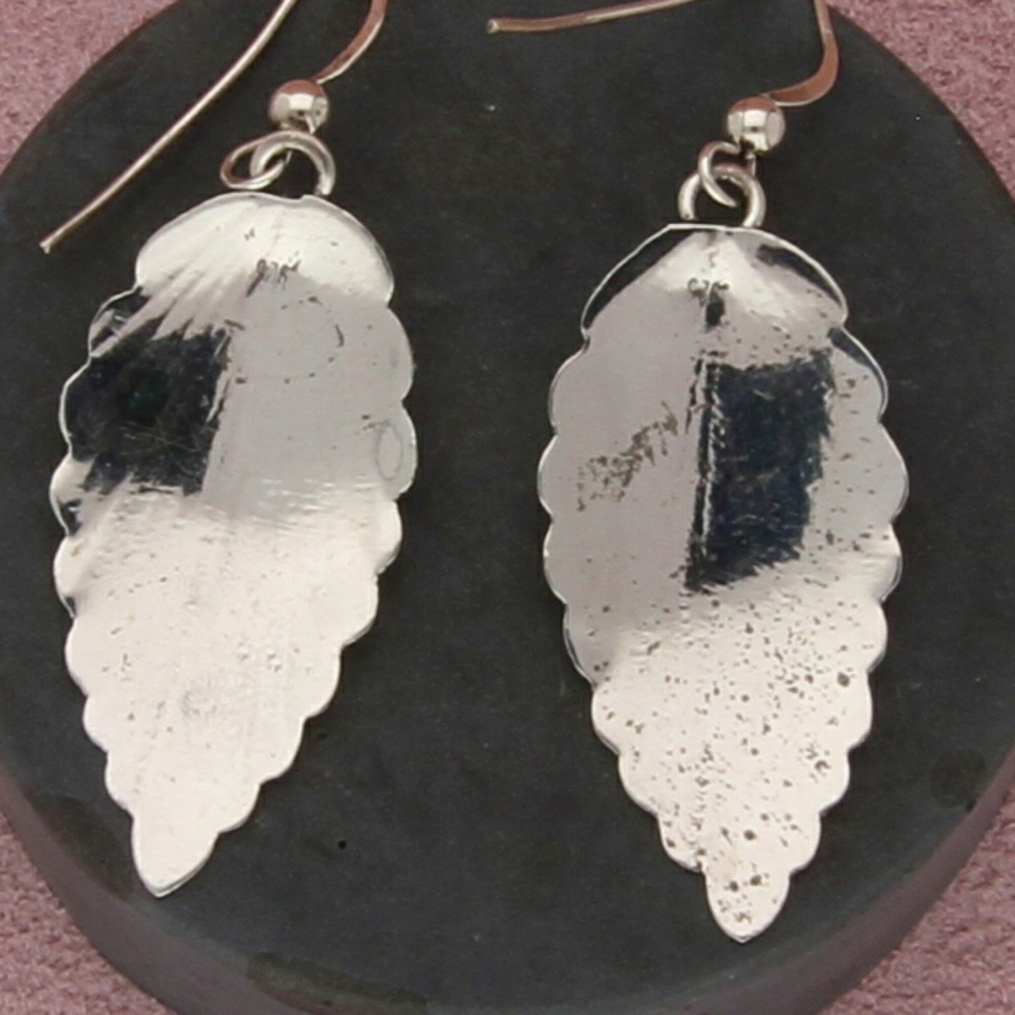 navajo sterling silver vintage pink mother-of-pearl dangle earrings