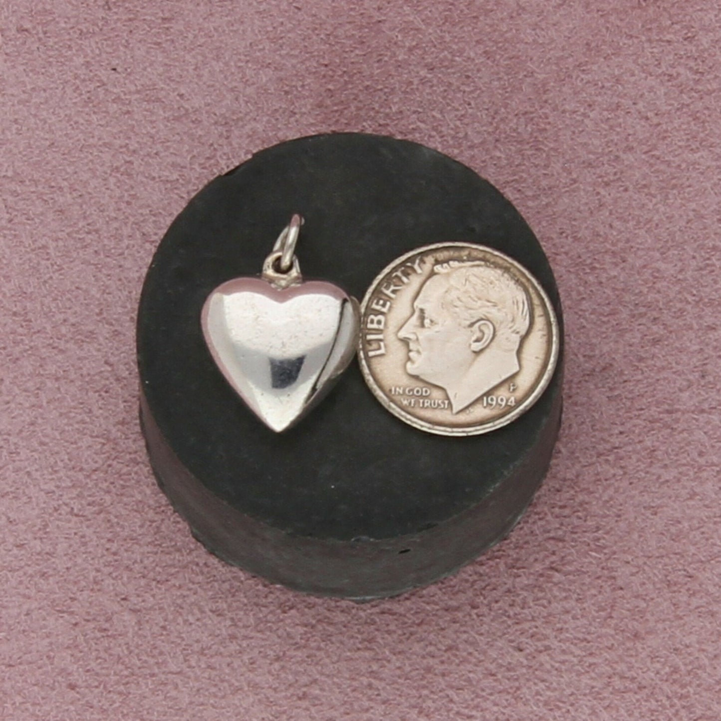 sterling silver vintage engravable puffy heart charm pendant