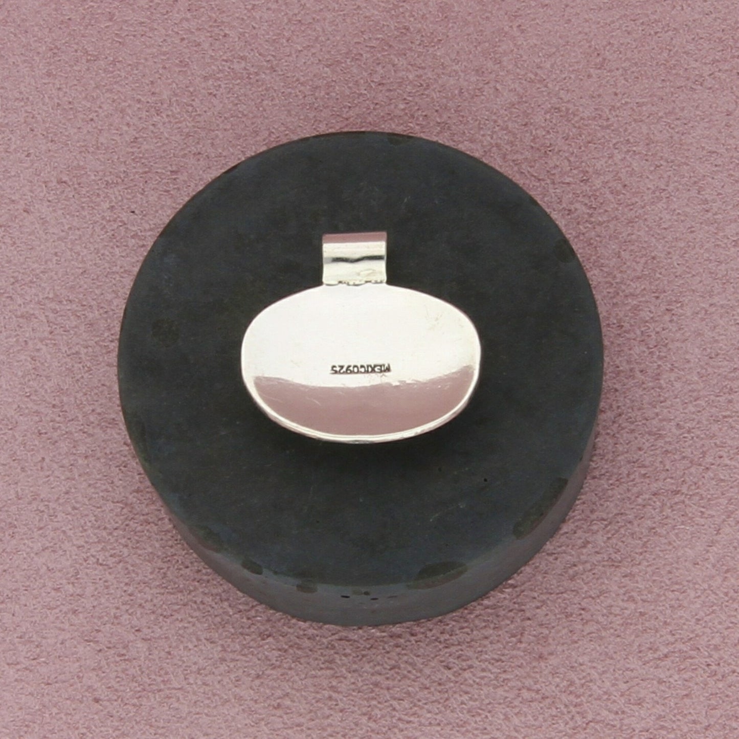mexico sterling silver vintage onyx oval pendant