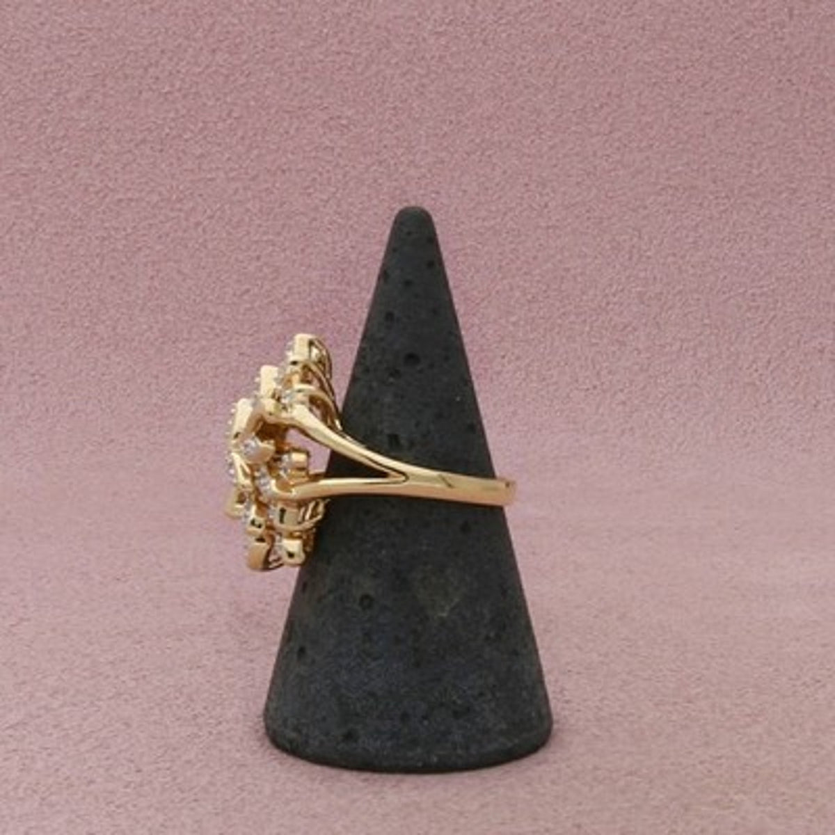 Ross Simons Sterling Silver Gold Plate Diamond Leaf Cluster Ring Size 7
