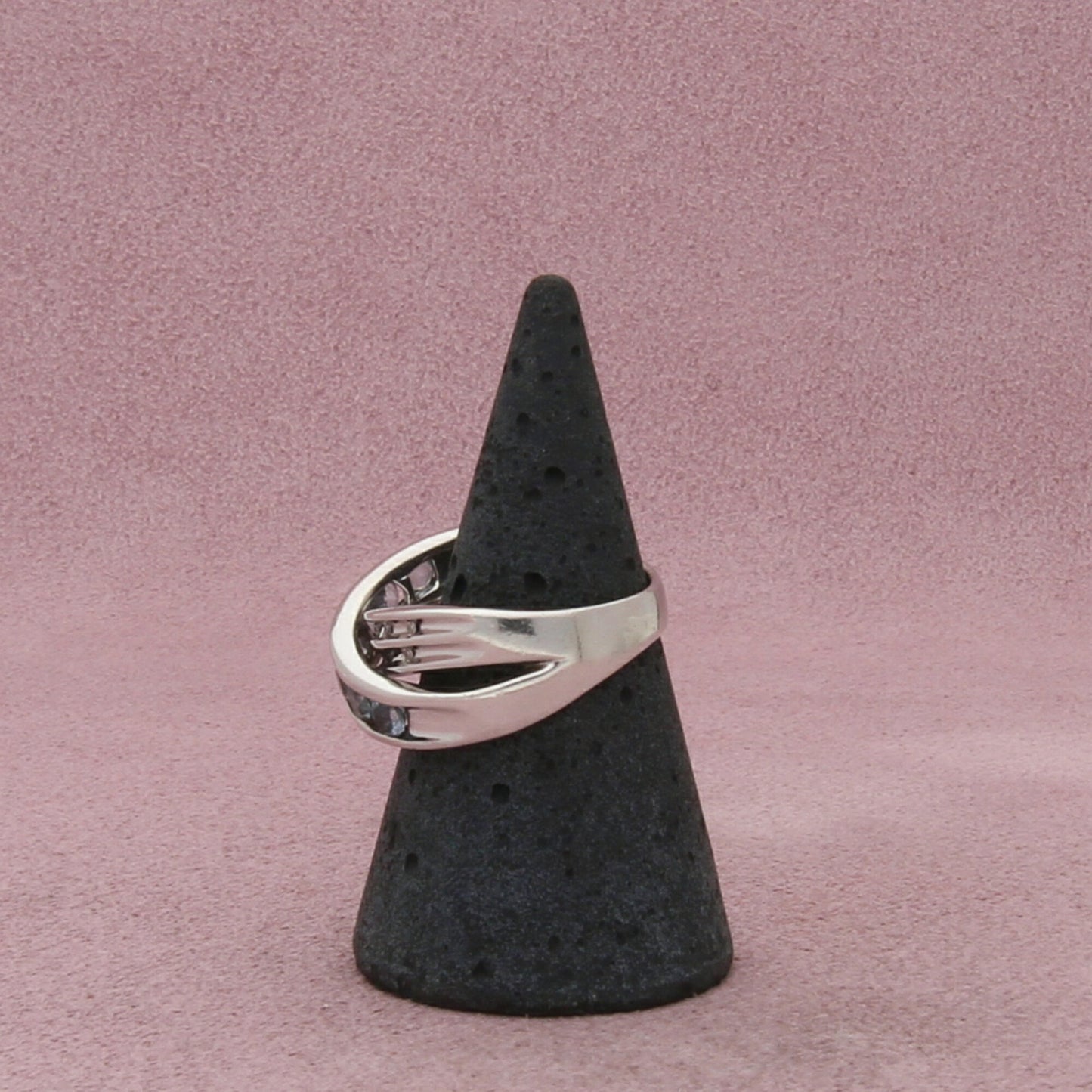 sterling silver diamond accent & blue topaz crossover ring size 7.25