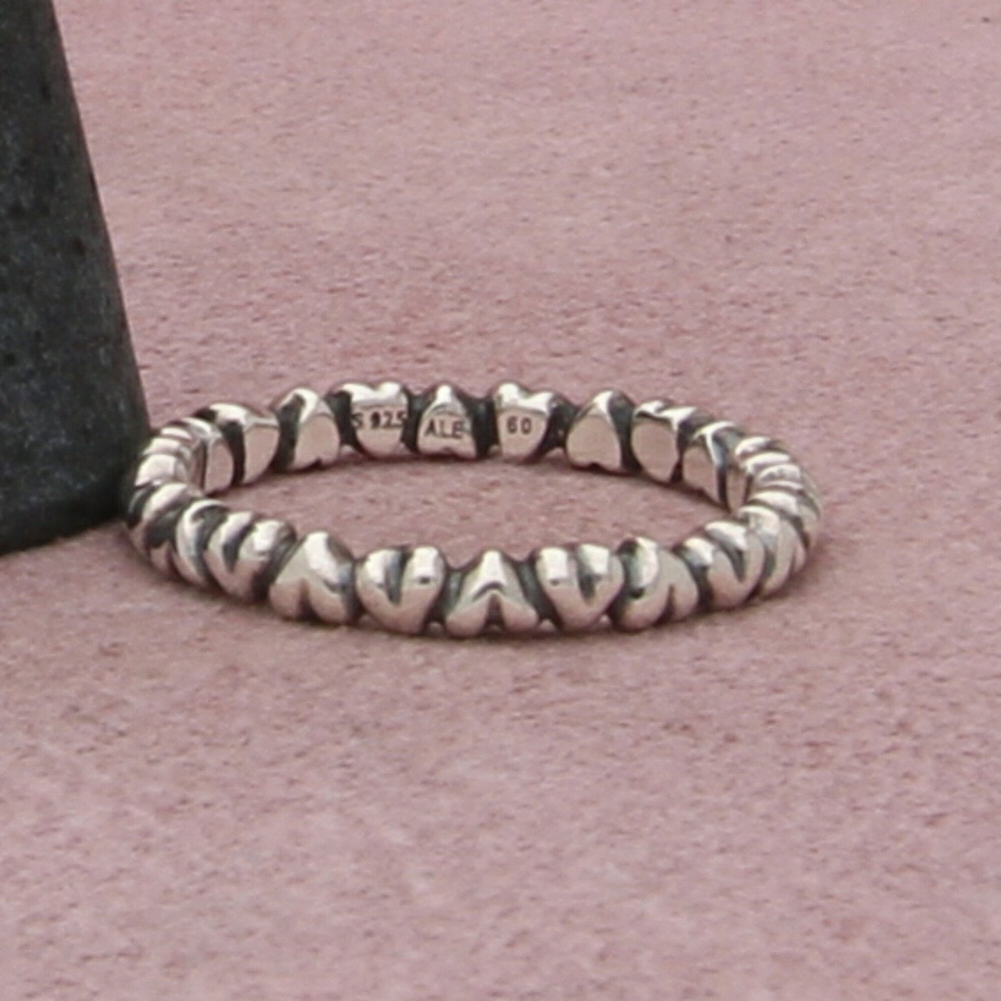 pandora sterling silver forever love stackable heart (190837) ring size 9